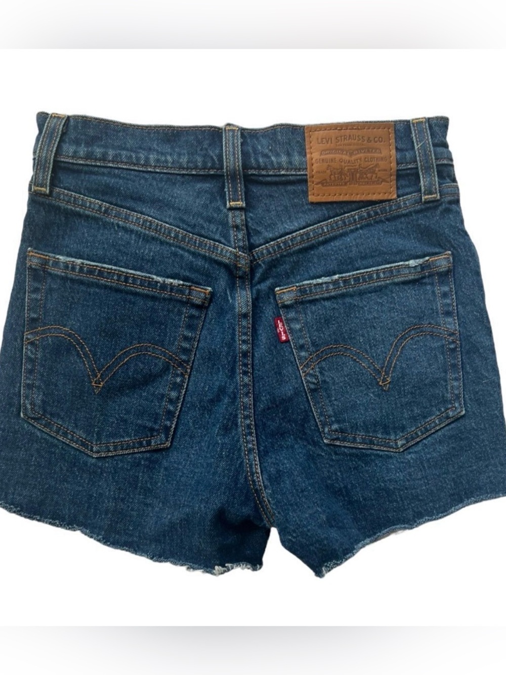 Levi's Premium Ribcage Blue Distressed Raw Hem High Waist Coastal Jean Shorts 24